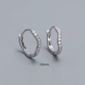 S925 sterling silver wavy huggie hoop earrings with zircon pavé in 10mm diameter size - 925 Silver / 10mm Platinum Color