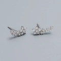 Orecchini a lobo a stella in argento S925 con pavé di zirconi cubici scintillanti - Argento 925 / Oro Bianco