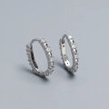 U-shaped S925 sterling silver hoop earrings with sparkling zircon stones in silver finish - 925 Silver / White Gold