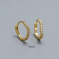 Gold-plated S925 sterling silver wavy huggie earrings with cubic zirconia, 10mm size - 925 Silver / 10mm Gold Color