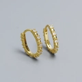 Elegant gold-plated S925 sterling silver U-shaped hoop earrings with sparkling zircons - 925 Silver / Gold