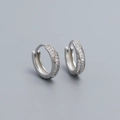Orecchini a cerchio Mobius in argento S925 con doppia fila di zirconi brillanti - Oro Bianco