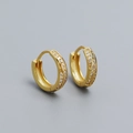 Eleganti orecchini a cerchio Mobius placcati oro 18K con doppia fila di zirconi lucidi - Oro