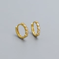 Elegante gouden S925 zilveren huggie oorbellen met zirkonia in geometrisch ontwerp - 925 zilver / Goudkleurig