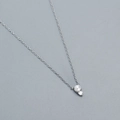 Minimalistische S925 Silberkette mit weißer Perle und funkelndem Diamantanhänger - Perle Strass Anhänger (YHN084) / 925er Silber / Weißgold
