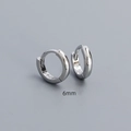 Minimalist S925 sterling silver 6mm huggie hoop earrings with high polish finish - 925 Silver / 6mm White Gold
