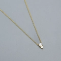 Minimalistische S925 Silberhalskette in Gold mit kleiner Perle und Zirkon-Anhänger - Perle Strass Anhänger (YHN084) / 925er Silber / Gold