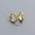 Minimalist S925 sterling silver hoop earring with 18K gold finish in 6mm diameter - 925 Silver / 6mm Gold