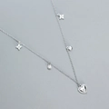 Elegante collana con ciondolo a cuore in argento S925 con accenti floreali e diamanti - Stile Trifoglio Cuore (YHN085) / Oro bianco