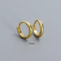 S925 sterling silver hoop earrings in gold finish with 7mm diameter and logo stamp - 925 Silver / 7mm Gold