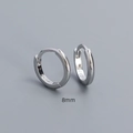 Pair of minimalist 8mm S925 sterling silver hoop earrings with high polish finish - 925 Silver / 8mm White Gold