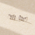 S925 Sterling Silber Ohrstecker mit Marquise-Zirkonia in minimalistischem Silber-Finish - 925er Silber / Weißgold