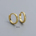 Minimalist 8mm gold plated S925 sterling silver hoop earrings with hallmark detail - 925 Silver / 8mm Gold