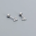 S925 sterling silver triangle clover stud earrings with sparkling cubic zirconia stones - 925 Silver / Platinum Plated - White Zircon
