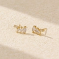 Elegante Ohrstecker aus S925 Silber in Gold mit marquise und runden Zirkonia Steinen - 925er Silber / Gold