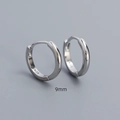 Minimalist 9mm S925 sterling silver huggie earrings with polished finish - 925 Silver / 9mm White Gold