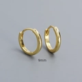 Minimalist 9mm S925 sterling silver huggie hoop earrings in gold plated finish - 925 Silver / 9mm Gold