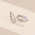 U-shaped S925 sterling silver hoop earrings with pavé white zircon stone accents - 925 Silver / White Gold
