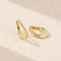 U-shaped S925 sterling silver gold plated hoop earrings with a row of inlaid cubic zirconia - 925 Silver / Gold