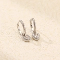 Orecchini a cuore in argento con cerchio a corda e ciondolo in cristallo lucido - Argento 925 / Oro Bianco