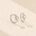 S925 sterling zilveren ster hoepeloorbellen met schitterende zirkonia inleg - 925 zilver / Witgoud