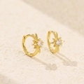Goudkleurige S925 zilveren ster oorringen met sprankelende zirkonia stenen voor dames - 925 zilver / Goud