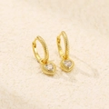 Orecchini a cuore in argento S925 placcato oro con motivo a corda e zircone lucido - Argento 925 / Oro