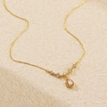 Collana in argento S925 dorato con pendente a goccia d'acqua e frangia di zirconi lucidi - Argento 925 / Oro