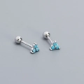S925 sterling silver clover stud earrings featuring sky blue round stones and screw backs - 925 Silver / Platinum Tone Turquoise