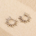 Orecchini a cerchio in argento S925 a forma di girasole con design a stella lucida - Argento 925 / Oro Bianco
