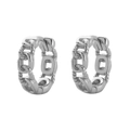 S925 sterling silver chain link hoop earrings with a polished metallic finish - Industrial Chain Style (Type C) / White Gold