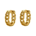 Golden D-shaped chain link hoop earrings in S925 silver with sparkling crystals - Geometric Letter Chain Style (Style C) / Gold