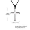 Minimalistisches zweifarbiges Edelstahl-Kreuz Halskette mit schwarzem und silbernem Finish - Anhänger Ohne Kette (PN-2239SB)