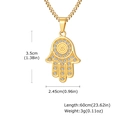 Collana con ciondolo Mano di Fatima e zirconi, dimensioni 3,5 x 2,45 cm, catena 60 cm - Ciondolo Solo (Senza Catena) (PN-2264G)