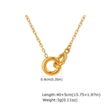 Gold stainless steel interlocking double ring necklace with twisted texture and O-chain link - Gold (NC-2385G)