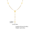 Détail du collier chapelet doré avec pendentif croix et médailles religieuses et dimensions - Style Perles d'Or Tricolore (NC-2104G)