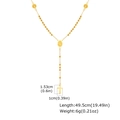 Collier chapelet en acier inoxydable doré avec médaille de la Vierge Marie et pendentif croix - Style Perles d'Or (NC-2104G01)