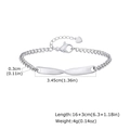Silver stainless steel Mobius bracelet for couples featuring a sleek twisted bar and lobster clasp - Thin Chain Twisted Bar Style / Silver (BR-2557SW)