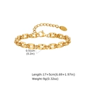 Detail view of a gold chain bracelet with size specs 17+5cm and lobster clasp - Gold Rectangular Link Chain Bracelet (BR-2726G)