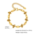 Detail of gold-plated stainless steel knot link bracelet with K18 stamp and lobster clasp - Knot Spliced Style 1 (BR-2424G) / Gold