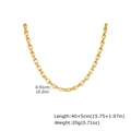 Detail view of golden stainless steel chain necklace with 0.51cm width and length specs - Gold Rectangular Link Chain Necklace (NC-2772G)