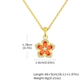 Collar con colgante de flor dorada, pétalos de circón rosa y cadena ajustable - Estilo Rojo (PNC-032GR)