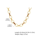 Dettaglio collana a maglie dorate con perline in resina ambrata, misura 42+8 cm - Collana (NC-2474G)