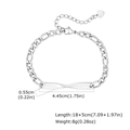 Silver stainless steel Figaro chain bracelet with a twisted Mobius bar and heart charm - Figaro Chain Large Twisted Bar Style / Silver (BR-2558SM)
