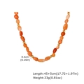 Detalle del collar de piedra natural mostrando longitud 45+5cm y perlas de 0.4cm - Estilo de grava irregular naranja (NC-2547G01)