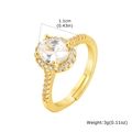 Detail of adjustable gold ring with oval green zircon and micro-pave crystals - White Oval Halo Style (RT-344G)