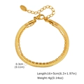 Pulsera de doble capa de acero inoxidable dorado con cadenas de serpiente y bolas - Dorado (BR-879G)