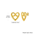 Herz und Unendlichkeitsknoten Ohrstecker aus Gold Edelstahl mit Produktabmessungen - Herz Knoten Stil (ES-726G)