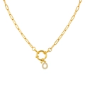 Gold plated paperclip chain necklace with sparkling cubic zirconia letter O pendant - Letter O