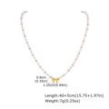 Detail view of bow necklace with pastel gradient beads and exact size measurements - Pink Blue White Beaded (Style 1)